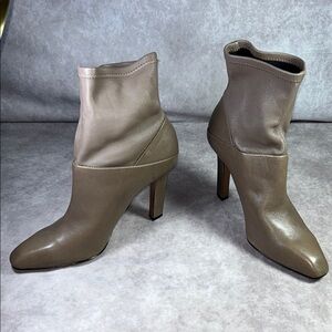 EUC Reiss CARRIE Ankle Boots Leather Taupe Brown Grey Almond Toe Shoes 39